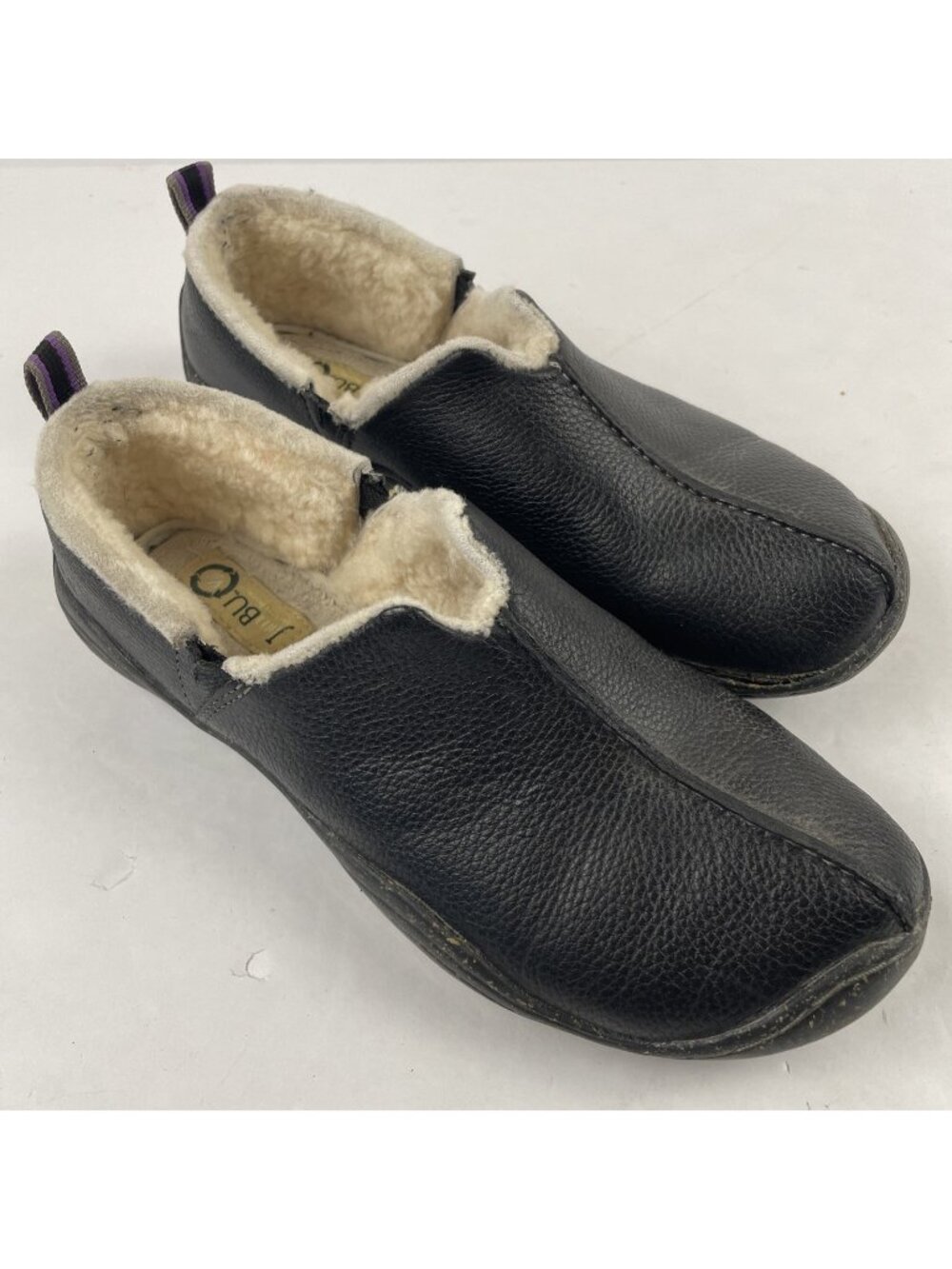 Jambu JBU Wyndham Women’s 7 Black Leather Genuine Fur Lined Slip On Winter Shoes